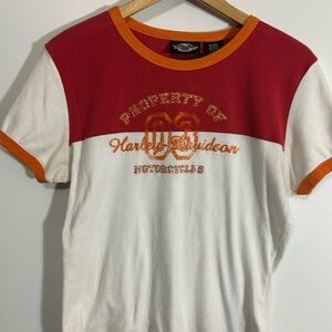 Harley-Davidson Red and White Short Sleeve Tee
